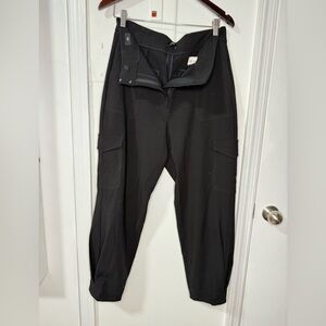 Express black taper leg dress trouser with cargo pockets, size 12